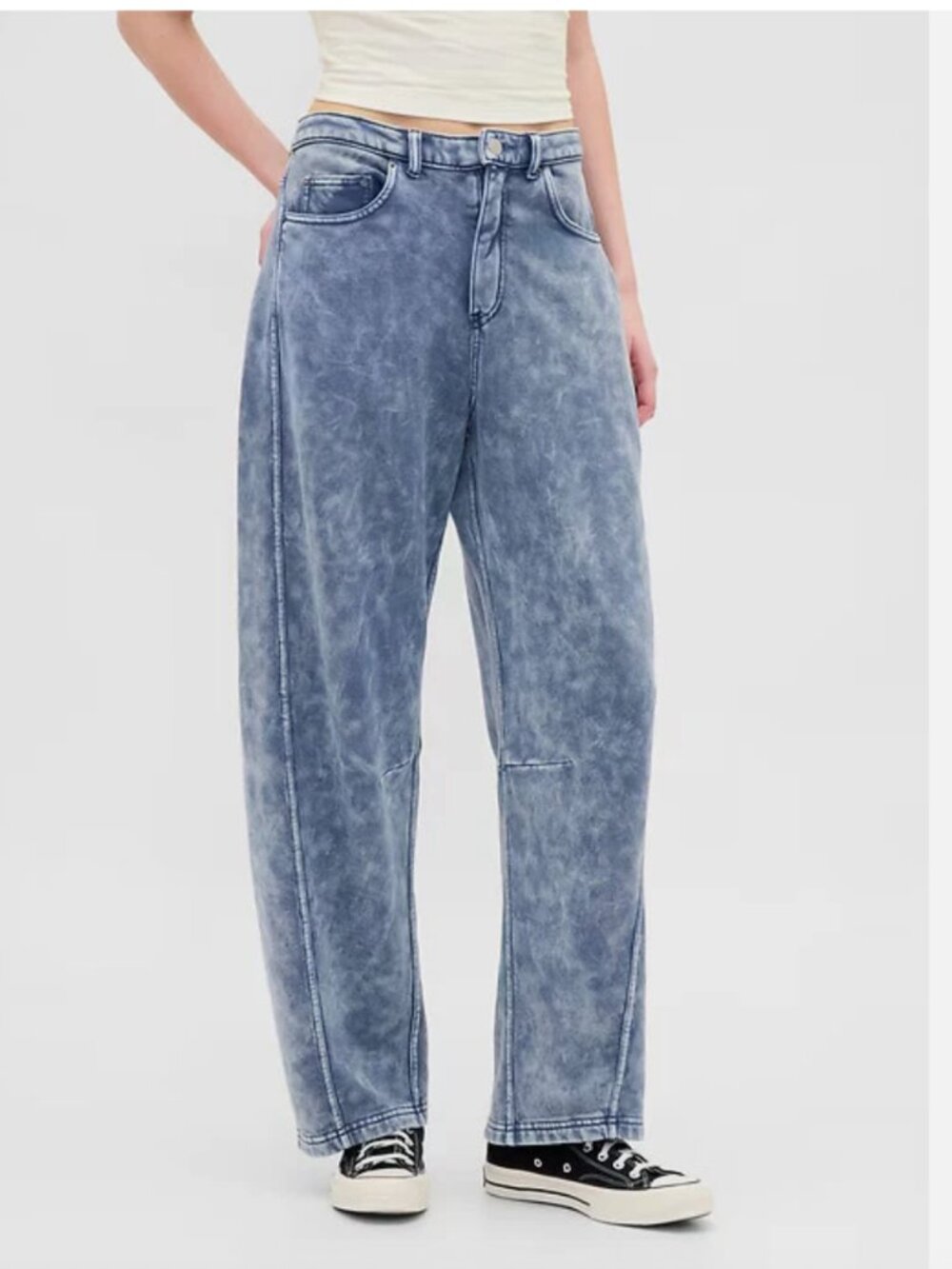 GAP VintageSoft Barrel Sweatpants Jeans Acid Wash Fleece Denim